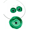 Set Colier + Cercei Handmade din Piele Naturala Verde Maci - readytowear.ro