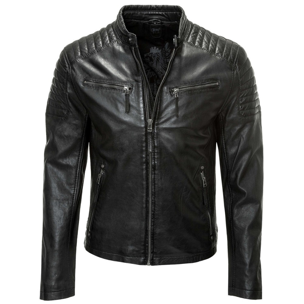 Geaca de Piele Barbati Gipsy Neagra Chester - readytowear.ro